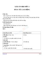 Giáo án Đạo đức 4 bài 8 Yêu lao động | Lớp 4 - Ôn Luyện
