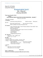 Đề cương ôn tập tiếng anh 7 học kì 2 năm học 2018 – 2019 trường THCS Thăng Long