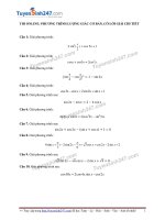 Đề thi phương trình lượng giác cơ bản có lời giải 
