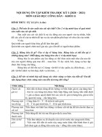 Nội dung ôn tập kiểm tra học kì 1 môn Giáo dục công dân lớp 11 năm học 2020-2021