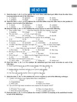 Đề luyện thi vào lớp 10 môn tiếng anh mã 129 | Tiếng Anh - Ôn Luyện