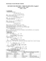 Đề cương ôn tập tiếng anh 9 học kì 1 năm học 2017 – 2018 trường THCS Thanh Quan