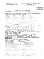 Đề thi học kì 1 môn Tiếng Anh 11 năm 2020-2021 có đáp án - Trường THPT Vĩnh Yên