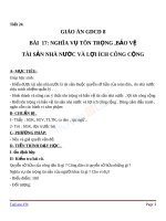 Giáo án GDCD 8 bài 17 Nghĩa vụ tôn trọng bảo vệ tài sản nhà nước và lợi ích công cộng | Lớp 8 - Ôn Luyện