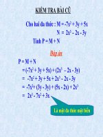 Toán 7 - Tiết 59 - Một số khái niệm cơ bản về đa thức một biến