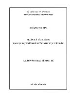 Quản lý tài chính tại cục dự trữ nhà nước khu vực tây bắc 