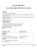 Giáo án Đạo đức 4 bài 6 Hiếu thảo với ông bà cha mẹ | Lớp 4 - Ôn Luyện