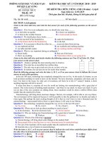 Đề và HDC môn Tiếng anh 8 (hệ 10 năm)  học kì 2 năm học 2018 - 2019
