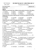 2 Đề thi học kì 1 môn Tiếng Anh lớp 10 THPT Yên Hòa chọn lọc | Tiếng Anh, Lớp 10 - Ôn Luyện