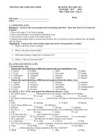 Anh 8-Tiết 54: Bài kiểm tra học kì I