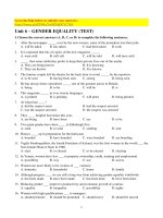 Bài kiểm tra Tiếng Anh lớp 10 - Bài Gender equality | Tiếng Anh, Lớp 10 - Ôn Luyện