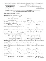 Đề thi học kì 1 môn Toán lớp 11 năm 2019 – 2020 sở Vĩnh Phúc có đáp án | Toán học, Lớp 11 - Ôn Luyện