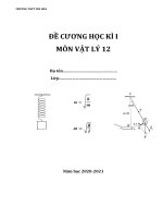 Đề cương ôn tập học kì 1 môn Vật lý lớp 12 THPT Yên Hòa năm 2020 - 2021 | Lớp 12, Vật lý - Ôn Luyện