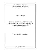 Quản lý hoạt động đấu thầu trang thiết bị y tế tại các cơ sở y tế công lập trên địa bàn tỉnh sơn la 