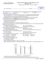 Đề thi học kì 1 môn Địa lí 10 năm 2020-2021 có đáp án - Trường THPT Vĩnh Yên