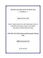 Phát triển dịch vụ hỗ trợ sinh viên ở Trường đại học công lập trên địa bàn thành phố Hà Nội