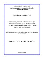 Tổ chức hạch toán kế toán với việc tăng cường kiểm soát chi phí trong các doanh nghiệp xây dựng công trình giao thông đường bộ