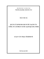 Quản lý kinh doanh nước sạch của công ty cổ phần nước sạch quảng ninh 