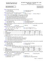 Đề thi học kì 1 môn Địa lớp 11 THPT Bất Bạt - Mã 357 | Lớp 11, Địa lý - Ôn Luyện