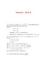 Đề thi cuối kỳ môn giải tích 2 năm 2020 có đáp án