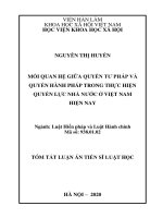 Tóm tắt luận án Tiến sĩ Luật học: Mối quan hệ giữa quyền tư pháp và quyền hành pháp trong thực hiện quyền lực nhà nước ở Việt Nam hiện nay
