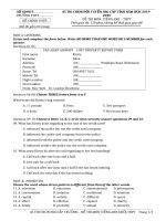 Đề thi học sinh giỏi tỉnh môn Tiếng Anh lớp 9 năm 2019 - 2020 phần 1 | Tiếng Anh, Lớp 9 - Ôn Luyện