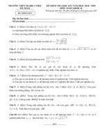 Đáp án đề thi học kì 2 môn Toán lớp 11 THPT Marie Curie năm 2018 - 2019 | Toán học, Lớp 11 - Ôn Luyện