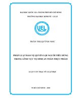 Pháp luật bảo vệ quyền lợi người tiêu dùng trong lĩnh vực vệ sinh an toàn thực phẩm 