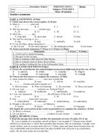 Đề kiểm tra 1 tiết test 1 môn tiếng anh lớp 9 | Tiếng Anh, Lớp 9 - Ôn Luyện