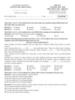 Đề thi học kì 2 môn tiếng anh lớp 9 năm 2019 - 2020 trường thcs hồng bàng mã 656 | Tiếng Anh, Lớp 9 - Ôn Luyện