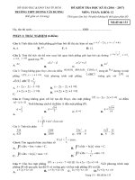 Bài kiểm tra học kỳ 2 môn Toán lớp 12 trường THPT Dương Văn dương năm học 2016 - 2017 mã 2 | Toán học, Lớp 12 - Ôn Luyện