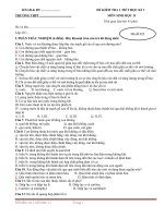 Đề thi thử học kì 1 có đáp án môn Sinh lớp 11 năm 2020 - 2021 | Lớp 11, Sinh học - Ôn Luyện