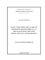 luận văn thạc sĩ quản lý hoạt động cho vay khách hàng doanh nghiệp vừa và nhỏ tại ngân hàng TMCP công thương việt nam   chi nhánh sơn la 