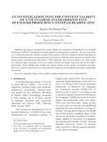 An investigation into the content validity of a vietnamese standardized test of English proficiency (vstep.3-5) reading test