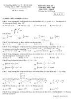 Bài kiểm tra học kỳ 2 môn Toán lớp 11 trường THPT Phan bội châu năm học 2016 mã 102 | Toán học, Lớp 11 - Ôn Luyện