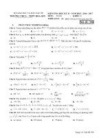 Bài kiểm tra học kỳ 2 môn Toán lớp 12 trường THPT Hoa sen năm học 2016 - 2017 mã 390 | Toán học, Lớp 12 - Ôn Luyện