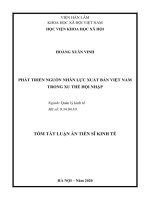 Tóm tắt luận án Tiến sĩ Kinh tế: Phát triển nguồn nhân lực xuất bản Việt Nam trong xu thế hội nhập