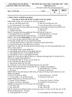 Đề kiểm tra giữa học kì 2 có đáp án môn địa lý lớp 10 năm 2017 trường thpt nguyễn trãi mã 1 | Lớp 10, Địa lý - Ôn Luyện