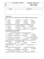 Đề kiểm tra 1 tiết Tiếng Anh lớp 9 - Đề số 6 | Tiếng Anh, Lớp 9 - Ôn Luyện