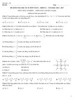 Bài kiểm tra học kỳ 2 môn Toán lớp 12 trường THPT Nguyễn thái bình năm học 2016 mã 121 | Toán học, Lớp 12 - Ôn Luyện