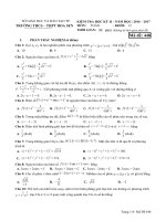 Bài kiểm tra học kỳ 2 môn Toán lớp 12 trường THPT Hoa sen năm học 2016 - 2017 mã 448 | Toán học, Lớp 12 - Ôn Luyện