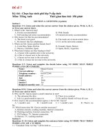 Đề thi học sinh giỏi tỉnh môn tiếng anh lớp 9 mã 7 | Tiếng Anh, Lớp 9 - Ôn Luyện