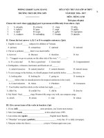 Đề luyện thi vào lớp 10 thpt môn tiếng anh năm 2016 - 2017 trường thcs hương sơn | Tiếng Anh, Lớp 9 - Ôn Luyện