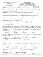 Đề kiểm tra 1 tiết môn toán lớp 11 năm 2019 trường thpt lý tự trọng lần 1 mã 581 | Toán học, Lớp 11 - Ôn Luyện