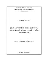 luận văn thạc sĩ quản lý thu bảo hiểm xã hội tại bảo hiểm xã hội huyện yên châu, tỉnh sơn la 