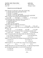 Đề kiểm tra 15 phút môn sinh học lớp 10 trường thpt vĩnh tường | Lớp 10, Sinh học - Ôn Luyện