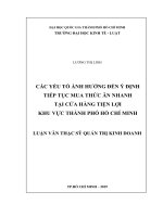 Các yếu tố ảnh hưởng đến ý định tiếp tục mua thức ăn nhanh tại cửa hàng tiện lợi khu vực thành phố hồ chí minh 