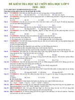 hoá 9   de thi hoc ki 1   2020   2021   có link giải chi tiết 