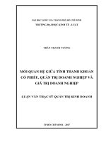 Mối quan hệ giữa tính thanh khoản cổ phiếu, quản trị doanh nghiệp và giá trị doanh nghiệp 