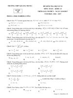 Bài kiểm tra học kỳ 2 môn Toán lớp 12 trường THPT Quang trung năm học 2016 - 2017 mã 138 | Toán học, Lớp 12 - Ôn Luyện